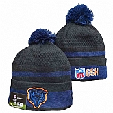Bears Team Logo Black and Navy Pom Cuffed Knit Hat YD