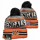 Bengals Team Logo Orange and Gray Pom Cuffed Knit Hat YD