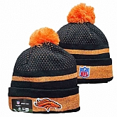 Broncos Team Logo Orange and Black Pom Cuffed Knit Hat YD,baseball caps,new era cap wholesale,wholesale hats