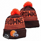 Browns Team Logo Brown Pom Cuffed Knit Hats YD