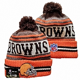 Browns Team Logo Orange and Brwon Pom Cuffed Knit Hat YD