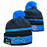Chargers Team Logo Black and Blue Pom Cuffed Knit Hat YD