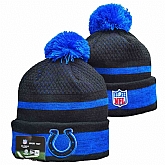 Colts Team Logo Black and Royal Pom Cuffed Knit Hat YD