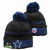 Cowboys Team Logo Black and Blue Pom Cuffed Knit Hat YD,baseball caps,new era cap wholesale,wholesale hats