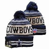 Cowboys Team Logo Navy and White Pom Cuffed Knit Hat YD,baseball caps,new era cap wholesale,wholesale hats