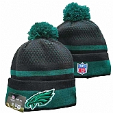 Eagles Team Logo Black and Green Pom Cuffed Knit Hat YD,baseball caps,new era cap wholesale,wholesale hats