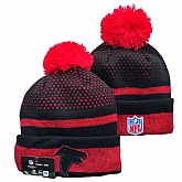 Falcons Team Logo Red and Black Pom Cuffed Knit Hat YD