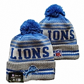 Lions Team Logo Blue and Gray Pom Cuffed Knit Hat YD