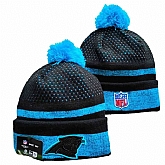 Panthers Team Logo Black and Blue Pom Cuffed Knit Hat YD