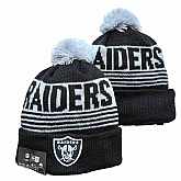 Raiders Team Logo Black Pom Cuffed Knit Hats YD,baseball caps,new era cap wholesale,wholesale hats