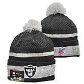 Raiders Team Logo Black and White Pom Cuffed Knit Hat YD,baseball caps,new era cap wholesale,wholesale hats