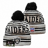 Raiders Team Logo Gray Pom Cuffed Knit Hat YD