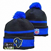 Rams Team Logo Black and Royal Pom Cuffed Knit Hat YD,baseball caps,new era cap wholesale,wholesale hats