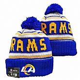 Rams Team Logo Royal Pom Cuffed Knit Hat YD,baseball caps,new era cap wholesale,wholesale hats