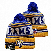 Rams Team Logo Yellow and Royal Pom Cuffed Knit Hat YD,baseball caps,new era cap wholesale,wholesale hats