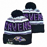 Ravens Team Logo Black Pom Cuffed Knit Hat YD