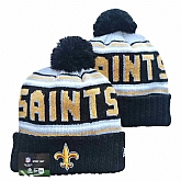 Saints Team Logo Black Pom Cuffed Knit Hat YD