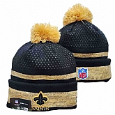 Saints Team Logo Black and Cream Pom Cuffed Knit Hat YD,baseball caps,new era cap wholesale,wholesale hats