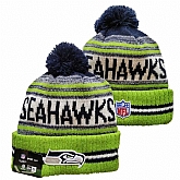 Seahawks Team Logo Green and Gray Pom Cuffed Knit Hat YD