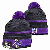 Vikings Team Logo Black and Purple Pom Cuffed Knit Hat YD,baseball caps,new era cap wholesale,wholesale hats