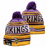 Vikings Team Logo Yellow and Purple Pom Cuffed Knit Hat YD,baseball caps,new era cap wholesale,wholesale hats