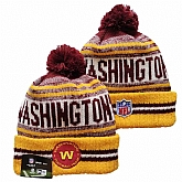 Washington Football Team Logo Yellow and Red Pom Cuffed Knit Hat YD,baseball caps,new era cap wholesale,wholesale hats