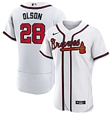 Braves 28 Matt Olson White Nike Flexbase Jersey Dzhi,baseball caps,new era cap wholesale,wholesale hats