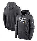 Men's Los Angeles Rams Nike Black 2022 NFC Champions Pullover Hoodie,baseball caps,new era cap wholesale,wholesale hats