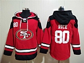 49ers 80 Jerry Rice Red All Stitched Sweatshirt Hoodie,baseball caps,new era cap wholesale,wholesale hats