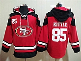 49ers 85 George Kittle Red All Stitched Sweatshirt Hoodie,baseball caps,new era cap wholesale,wholesale hats