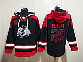 Blackhawks 29 Fleury Black Skull All Stitched Sweatshirt Hoodie