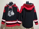 Blackhawks Customized Mens's Black Skull All Stitched Sweatshirt Hoodie