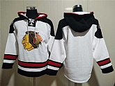 Blackhawks Customized Mens's White All Stitched Sweatshirt Hoodie