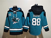 Sharks 88 Brent Burns Teal All Stitched Sweatshirt Hoodie,baseball caps,new era cap wholesale,wholesale hats