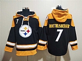 Steelers 7 Ben Roethlisberger Black All Stitched Sweatshirt Hoodie,baseball caps,new era cap wholesale,wholesale hats