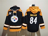 Steelers 84 Antonio Brown Black All Stitched Sweatshirt Hoodie,baseball caps,new era cap wholesale,wholesale hats