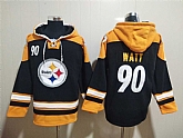 Steelers 90 T. J. Watt Black All Stitched Sweatshirt Hoodie,baseball caps,new era cap wholesale,wholesale hats