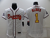 Braves 1 Ozzie Albies White 2022 Gold Program Flexbase Jersey,baseball caps,new era cap wholesale,wholesale hats