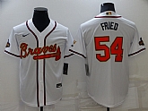 Braves 54 Max Fried White 2022 Gold Program Nike Cool Base Jersey,baseball caps,new era cap wholesale,wholesale hats