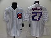 Cubs 27 Seiya Suzuki White Nike Cool Base Jersey,baseball caps,new era cap wholesale,wholesale hats