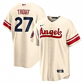 Angels 27 Mike Trout Cream 2022 City Connect Cool Base Jersey Dzhi,baseball caps,new era cap wholesale,wholesale hats