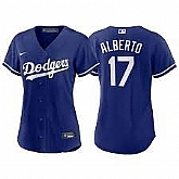 Dodgers 17 Hanser Alberto Blue Nike Cool Base Jersey Dzhi,baseball caps,new era cap wholesale,wholesale hats