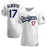 Dodgers 17 Hanser Alberto White Nike Flexbase Jersey Dzhi,baseball caps,new era cap wholesale,wholesale hats