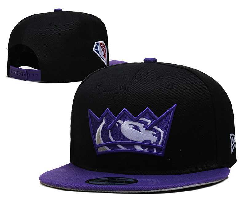 Kings Team Logo New Era Black Purple 2021 NBA Draft Adjustable Hat YD