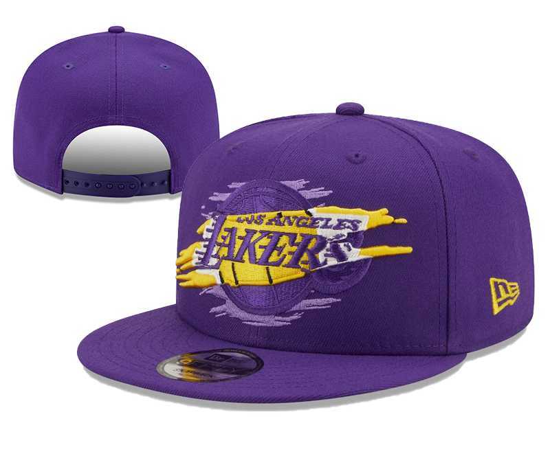 Lakers Team Logo Tear Purple New Era Adjustable Hat YD