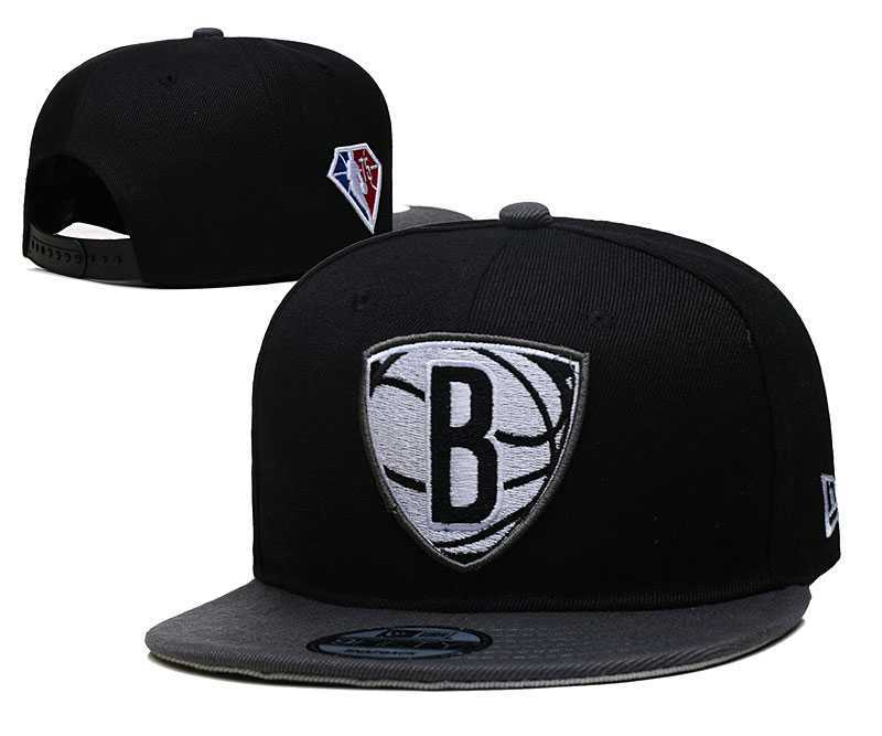 Nets Team Logo New Era Black 2021 NBA Draft Adjustable Hat YD