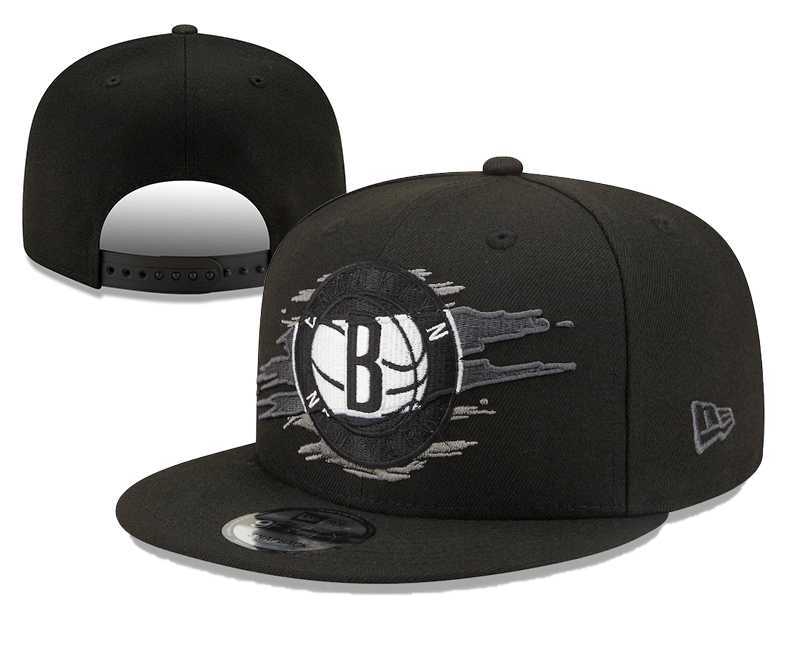 Nets Team Logo Tear Black New Era Adjustable Hat YD