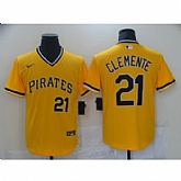 Pirates 21 Roberto Clemente Yellow Nike Cool Base Jersey,baseball caps,new era cap wholesale,wholesale hats