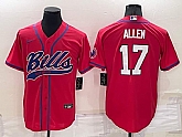 Nike Bills 17 Josh Allen Red Baseball Jersey,baseball caps,new era cap wholesale,wholesale hats