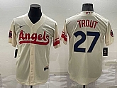 Angels 27 Mike Trout Cream 2022 City Connect Cool Base Jersey,baseball caps,new era cap wholesale,wholesale hats